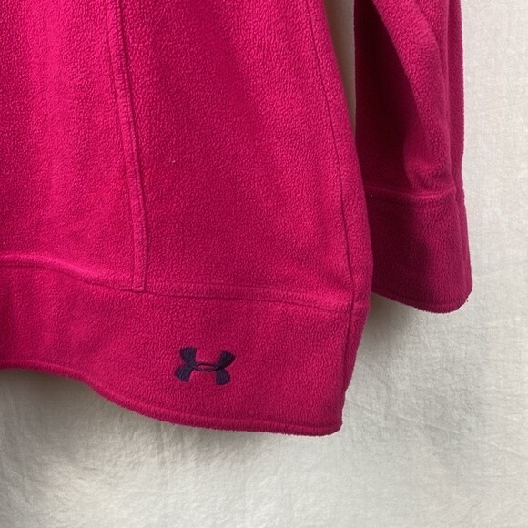 Under Armour Women's Pink Fleece Zip Neck Long Sleeve Top M - Picture 4 of 6